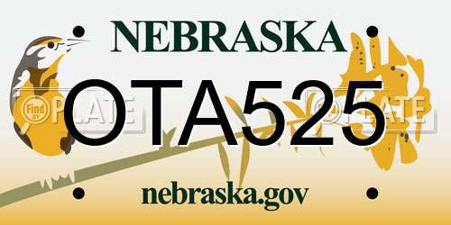 OTA525 Nebraska License Plate