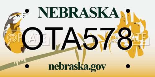 OTA578 Nebraska License Plate