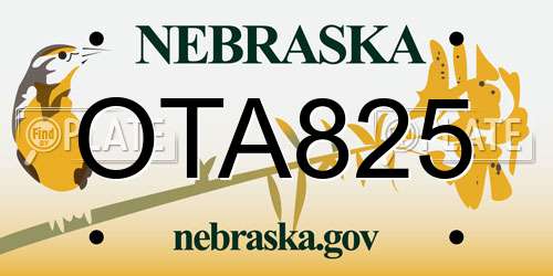OTA825 Nebraska License Plate