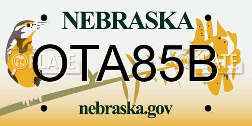 OTA85B Nebraska License Plate