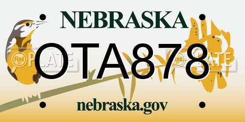 OTA878 Nebraska License Plate