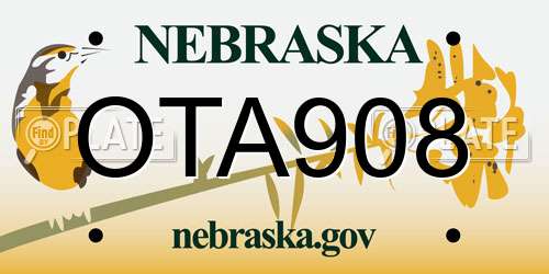 OTA908 Nebraska License Plate