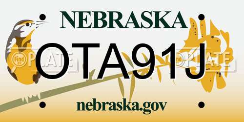 OTA91J Nebraska License Plate