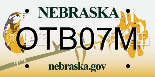 OTB07M Nebraska License Plate