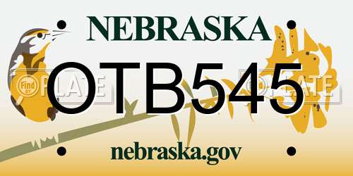 OTB545 Nebraska License Plate