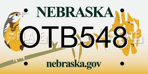 OTB548 Nebraska License Plate