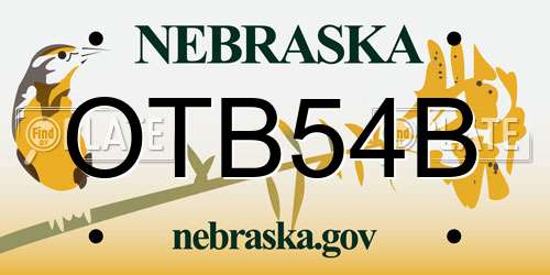 OTB54B Nebraska License Plate
