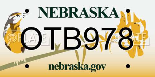 OTB978 Nebraska License Plate