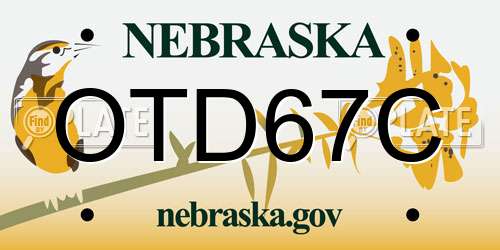 OTD67C Nebraska License Plate