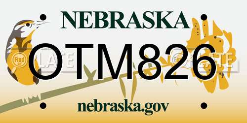 OTM826 Nebraska License Plate