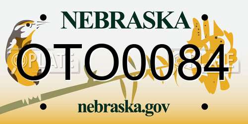 OTO0084 Nebraska License Plate