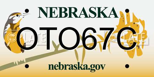 OTO67C Nebraska License Plate