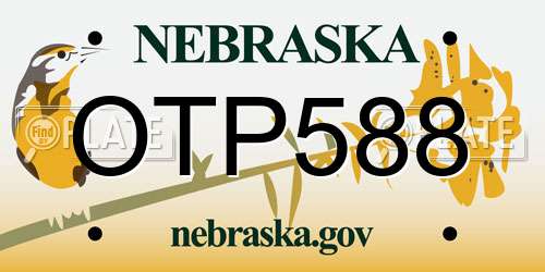 OTP588 Nebraska License Plate