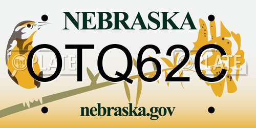 OTQ62C Nebraska License Plate