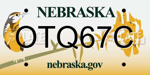 OTQ67C Nebraska License Plate