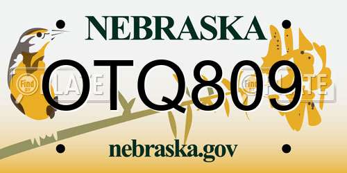 OTQ809 Nebraska License Plate