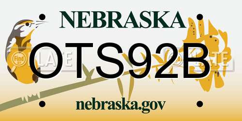 OTS92B Nebraska License Plate