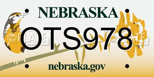 OTS978 Nebraska License Plate