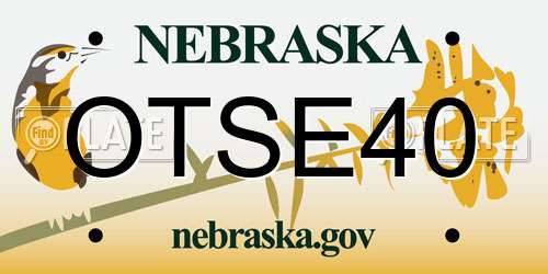 OTSE40 Nebraska License Plate