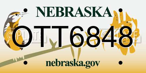 OTT6848 Nebraska License Plate