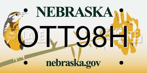 OTT98H Nebraska License Plate