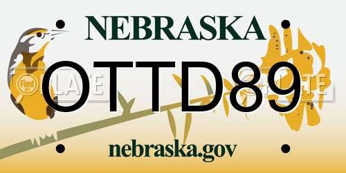 OTTD89 Nebraska License Plate