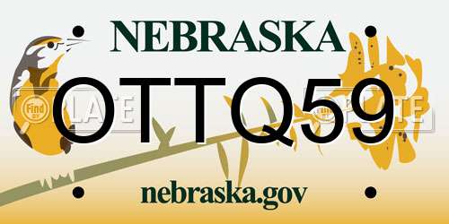 OTTQ59 Nebraska License Plate