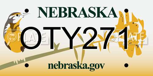 OTY271 Nebraska License Plate