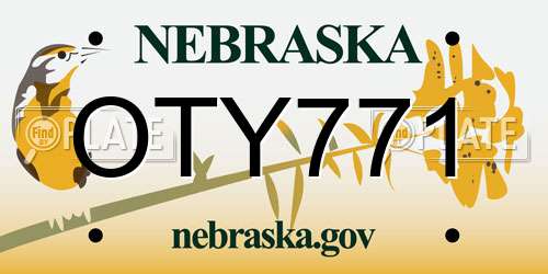 OTY771 Nebraska License Plate