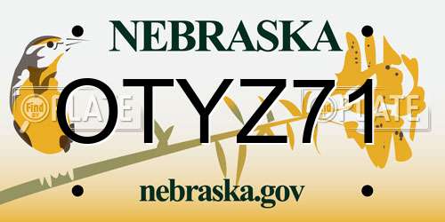 OTYZ71 Nebraska License Plate