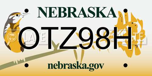 OTZ98H Nebraska License Plate