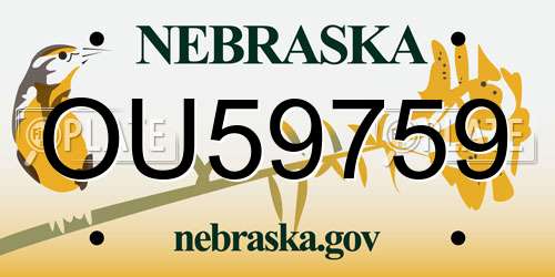 OU59759 Nebraska License Plate