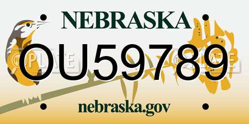 OU59789 Nebraska License Plate