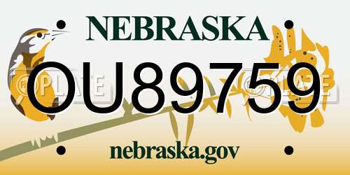 OU89759 Nebraska License Plate