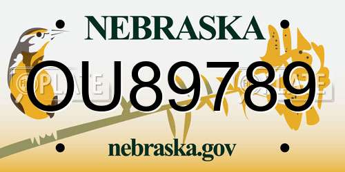 OU89789 Nebraska License Plate