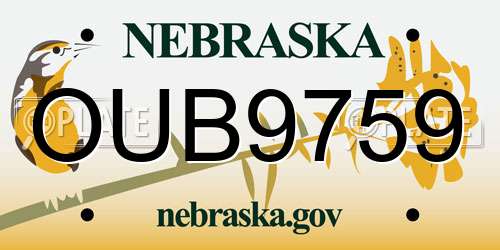 OUB9759 Nebraska License Plate