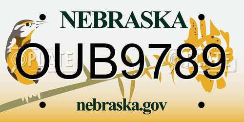 OUB9789 Nebraska License Plate