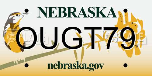 OUGT79 Nebraska License Plate