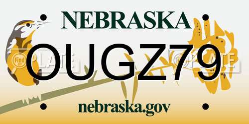 OUGZ79 Nebraska License Plate