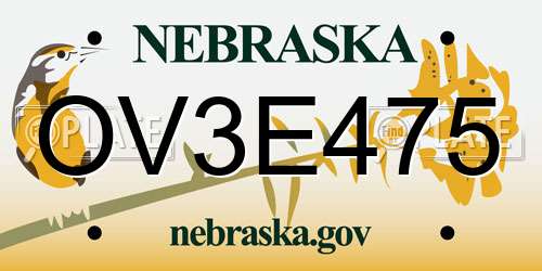 OV3E475 Nebraska License Plate