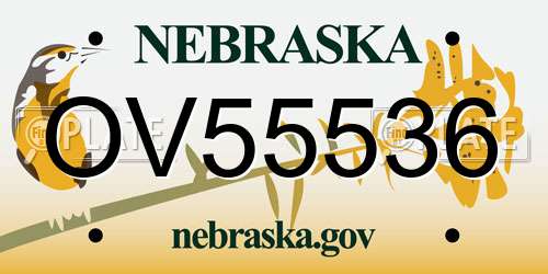 OV55536 Nebraska License Plate