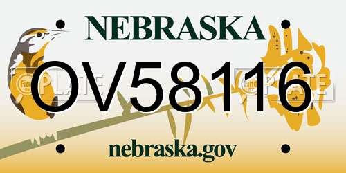 OV58116 Nebraska License Plate