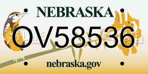 OV58536 Nebraska License Plate