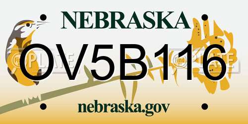 OV5B116 Nebraska License Plate