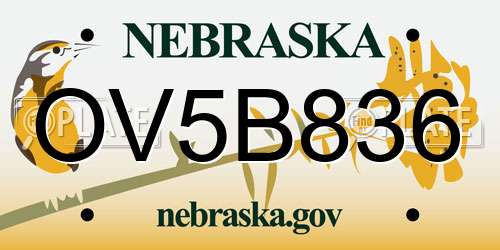OV5B836 Nebraska License Plate