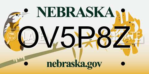 OV5P8Z Nebraska License Plate