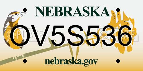 OV5S536 Nebraska License Plate
