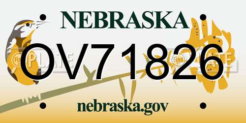 OV71826 Nebraska License Plate