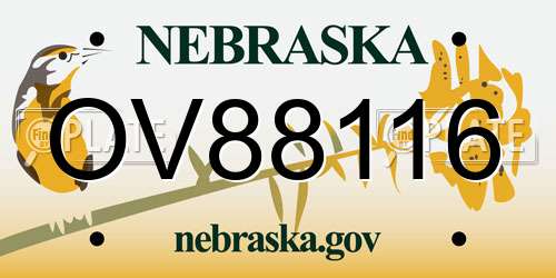 OV88116 Nebraska License Plate