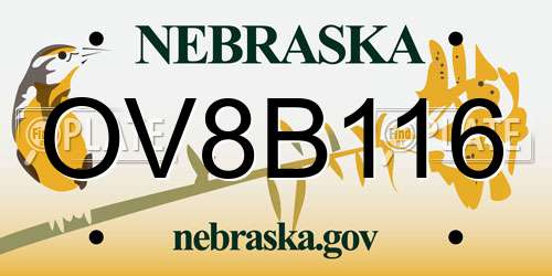 OV8B116 Nebraska License Plate